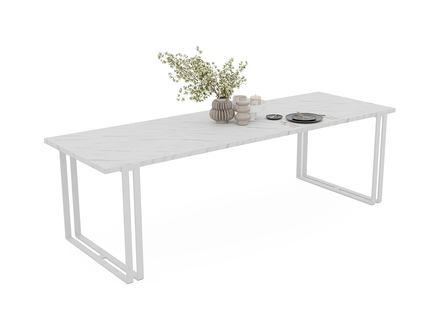 Table extensible marbre bianco, 120x220