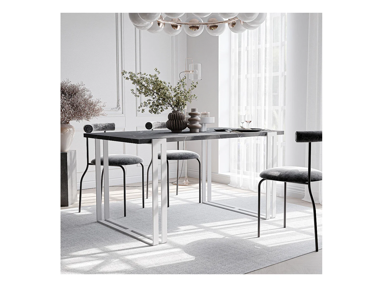 Table extensible grigia pietra, 160x220