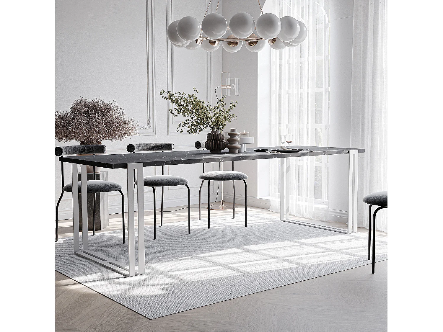 Table extensible grigia pietra, 160x220