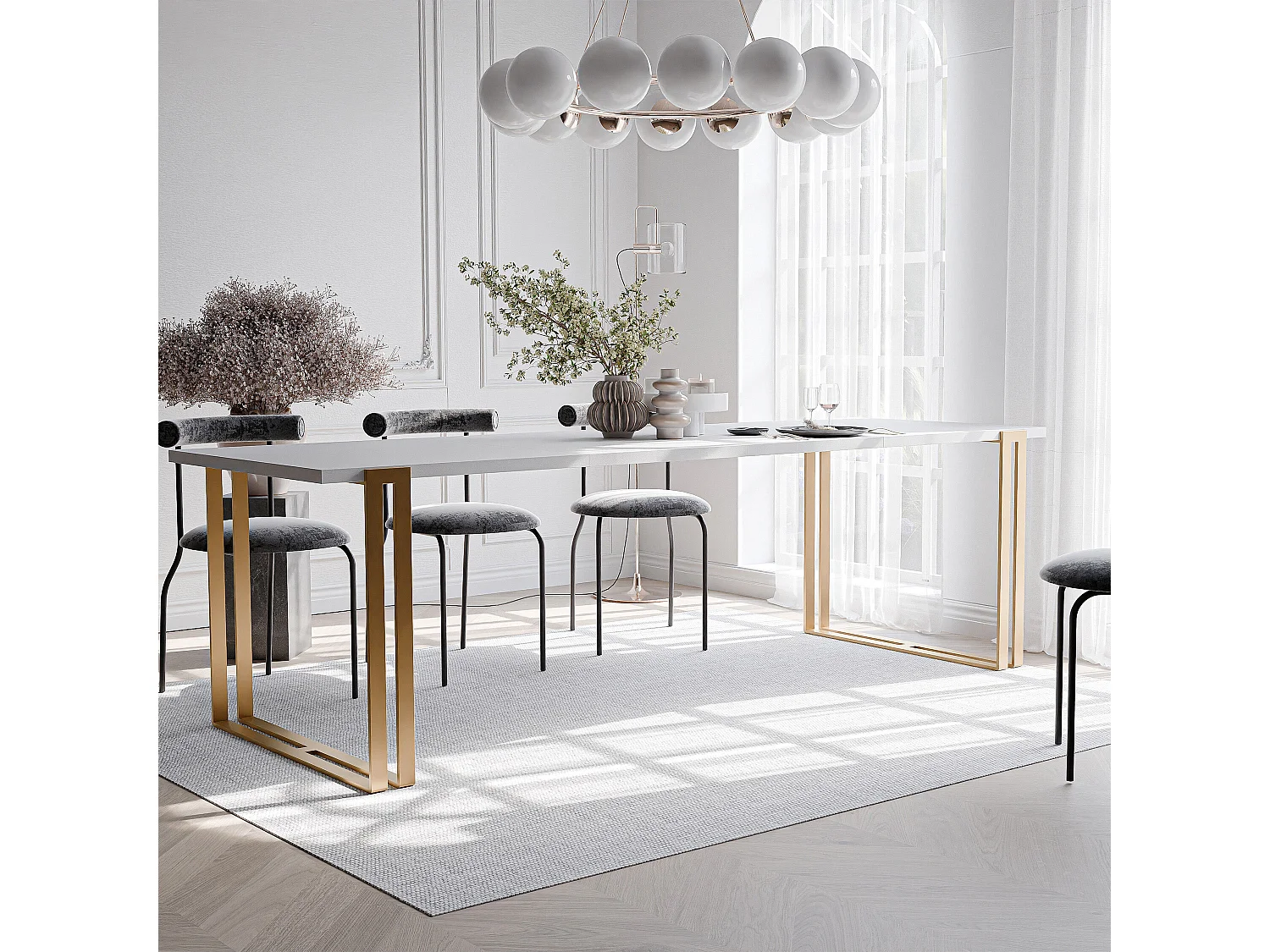 Table extensible blanc, 120x220