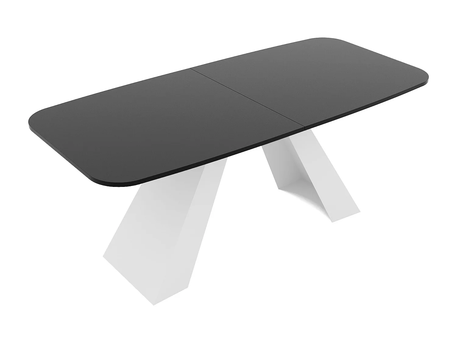 Table à manger extensible 160/198 en MDF, pieds en métal blanc, molet noir