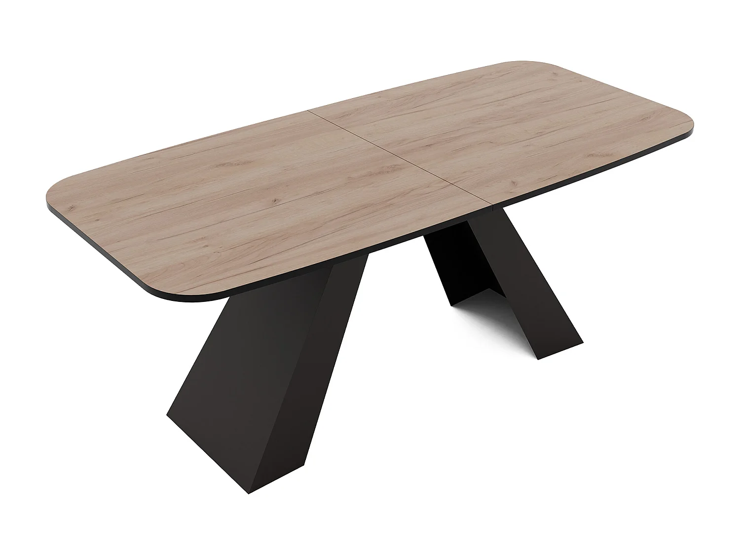 Table à manger extensible 180/218 en MDF, pieds en métal noir, chêne artisanal doré