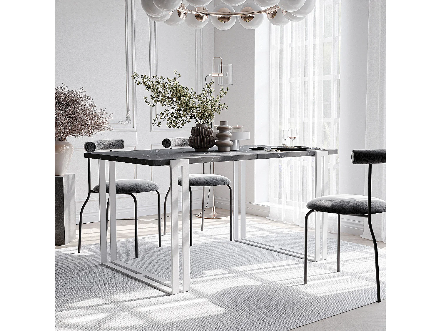 Table extensible grigia pietra, 120x220