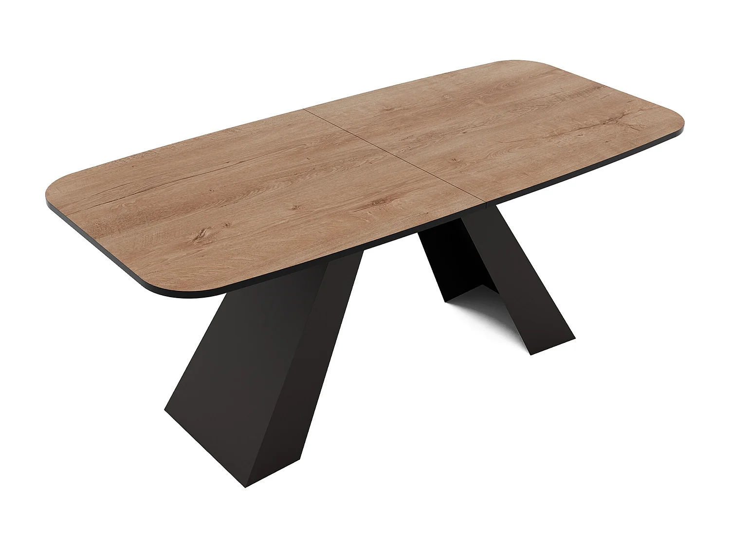 Table à manger extensible 180/218 en MDF, pieds en métal noir, chêne de Lefkas