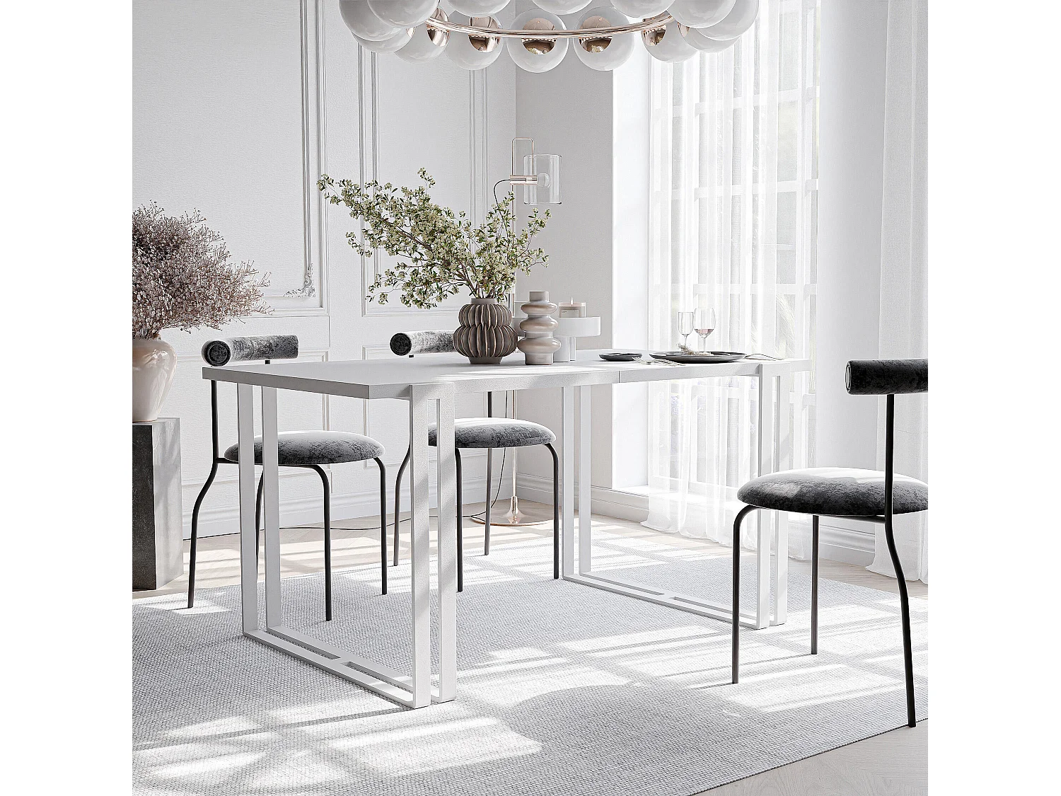 Table extensible blanc, 160x220