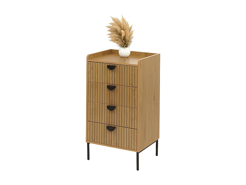 Cassettiera MCW-O39, mobile alto, 4 cassetti in melamina MDF 95x50x42cm ~ naturale