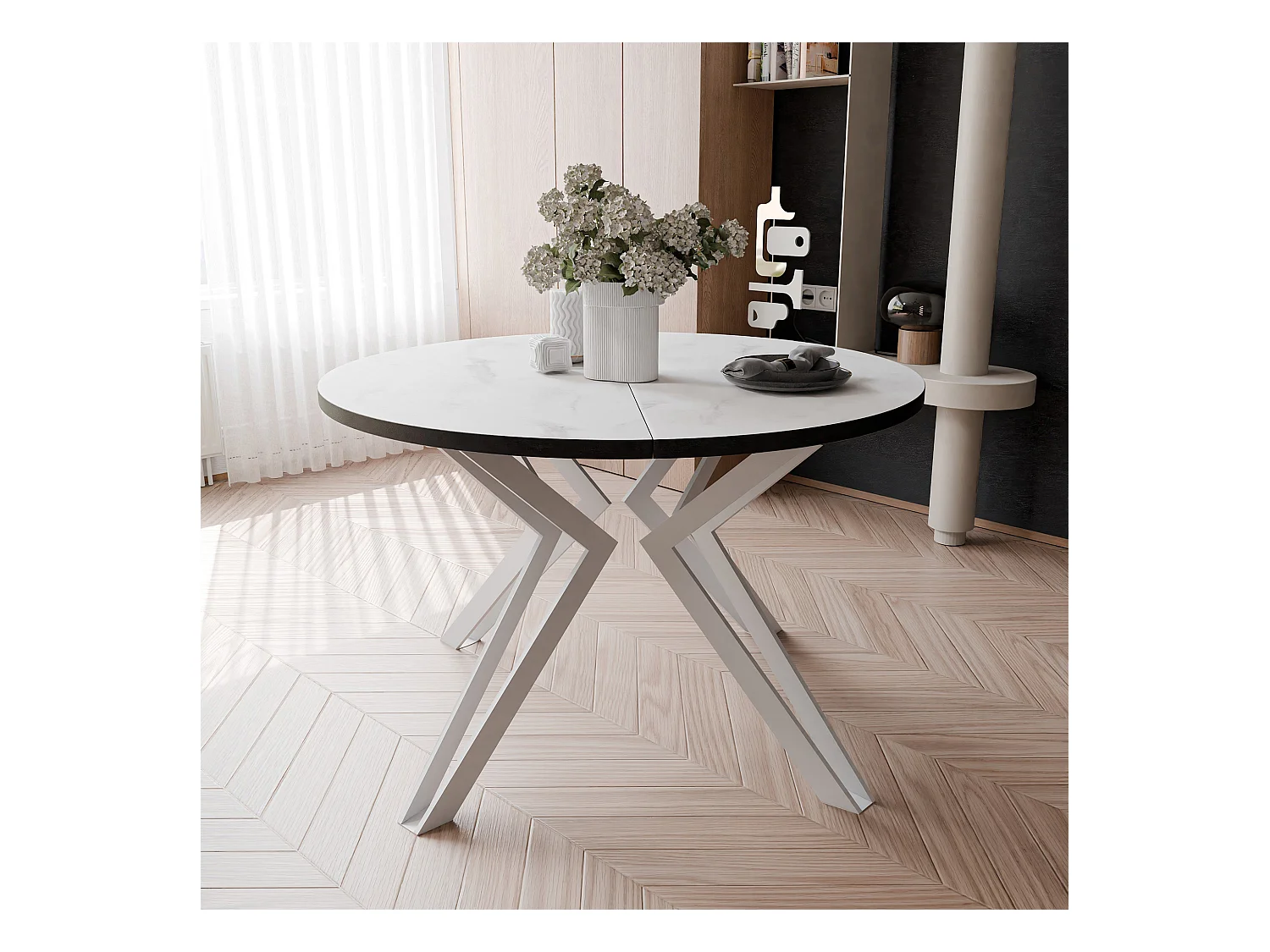 Table extensible marbre bianco