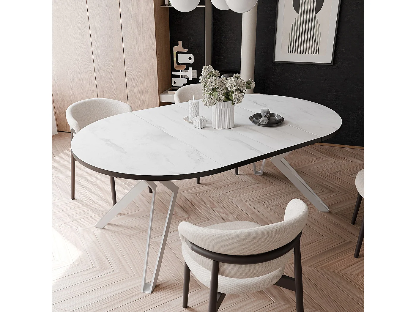 Table extensible marbre bianco