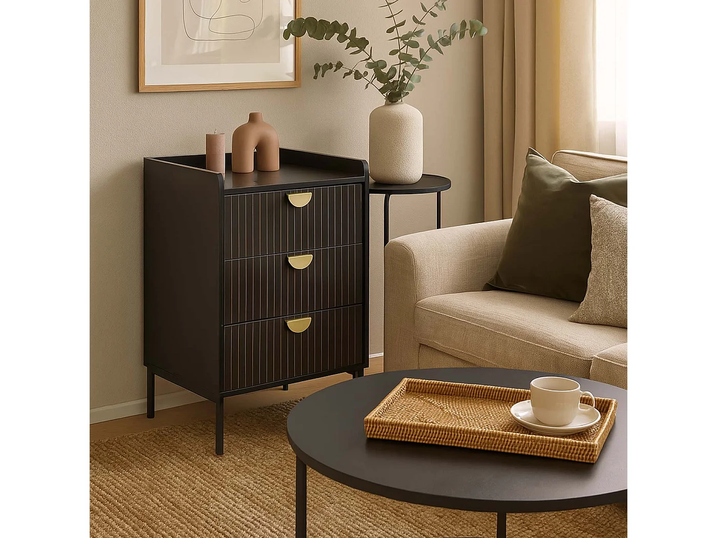 Commode MCW-O39,  hout look zwart