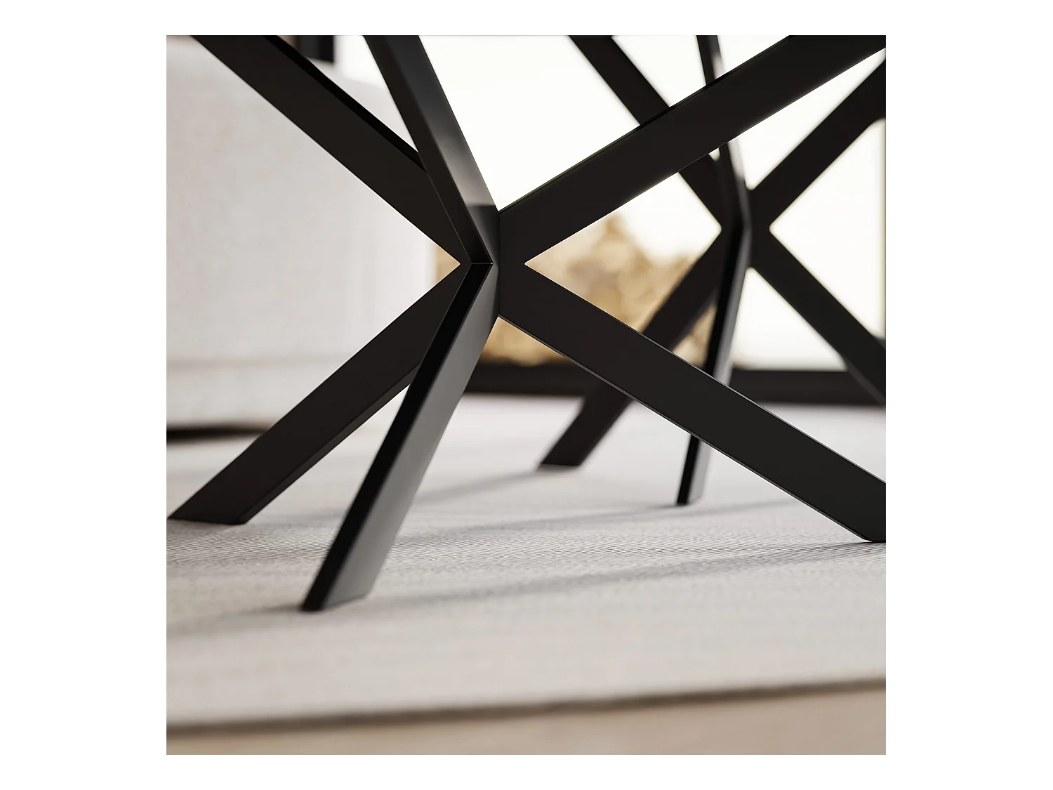 Tables basses gigognes LIBERO - Marbre blanc et métal noir