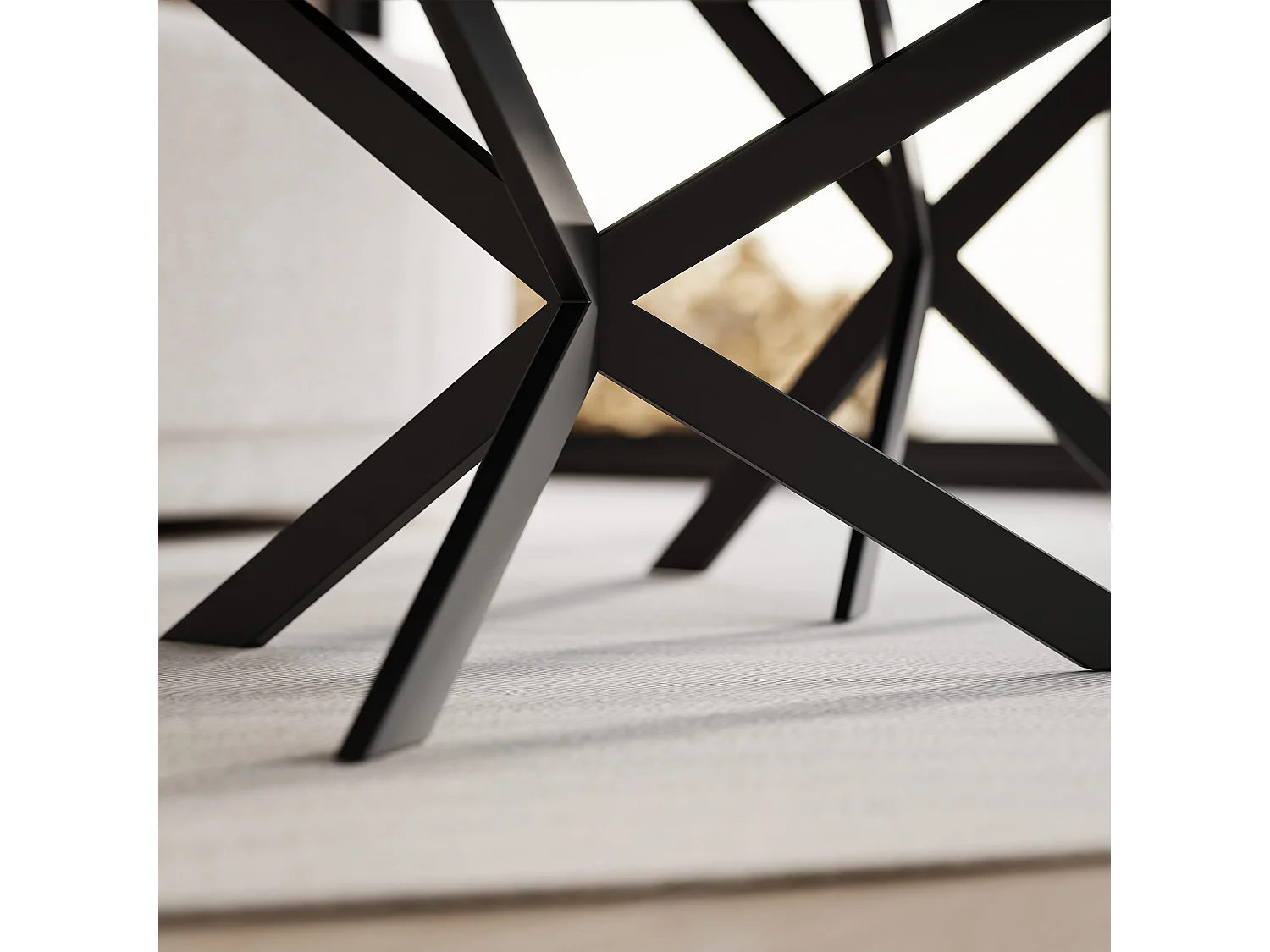 Tables basses gigognes LIBERO - Marbre blanc et métal noir