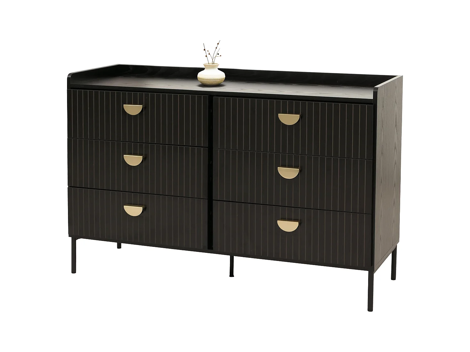 Kommode MCW-O39, Holzoptik schwarz