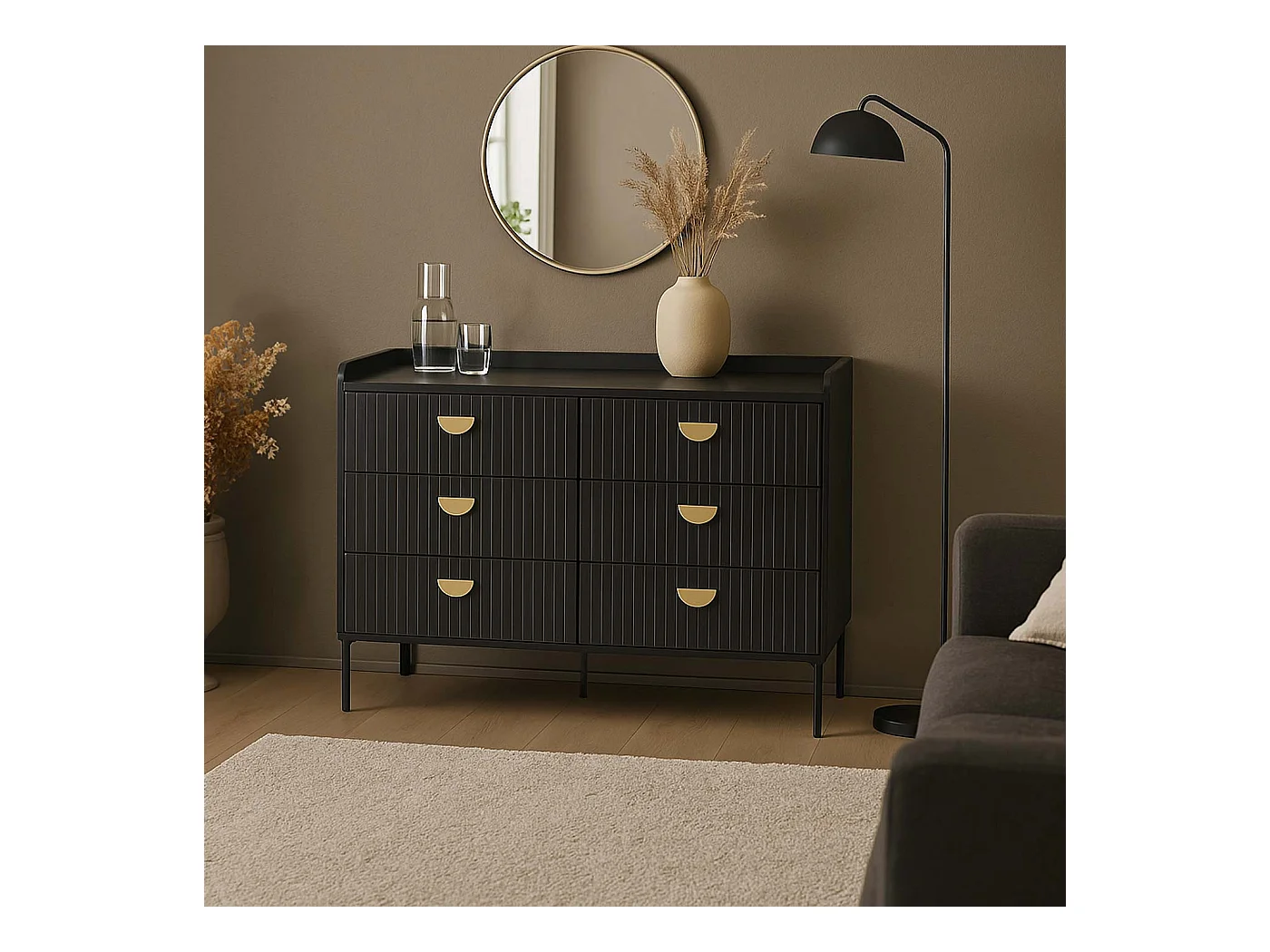 Kommode MCW-O39, Holzoptik schwarz