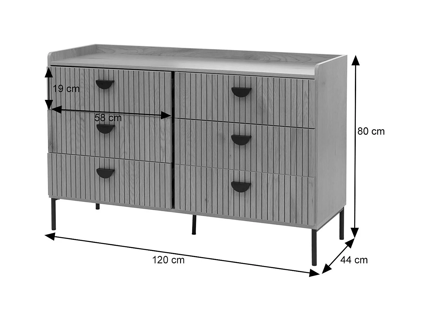 Commode MCW-O39,  aspect bois noir