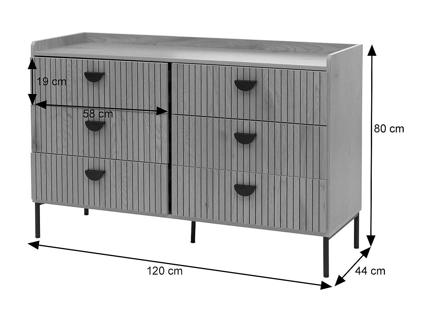 Commode MCW-O39,  aspect bois noir