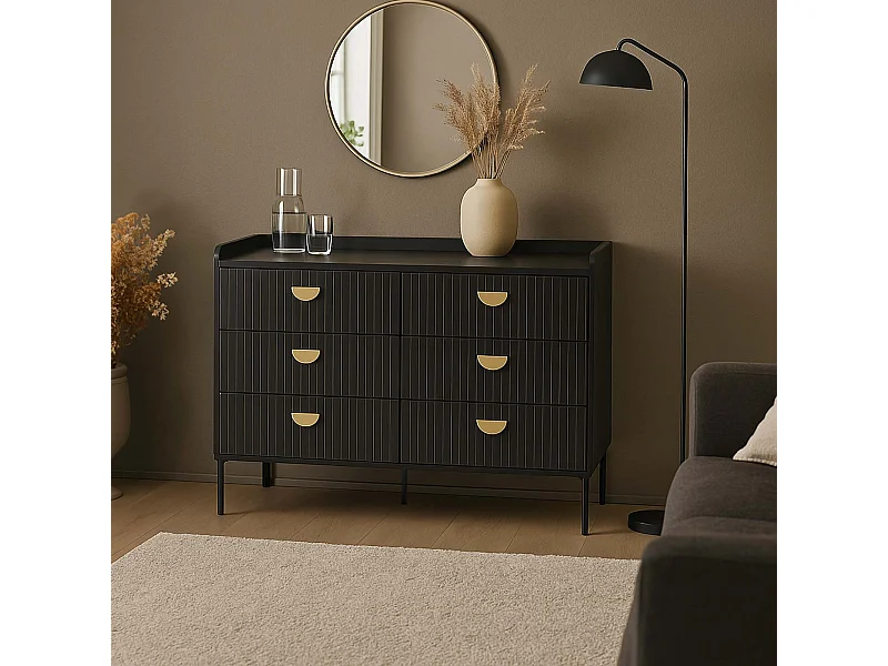 Commode MCW-O39,  aspect bois noir