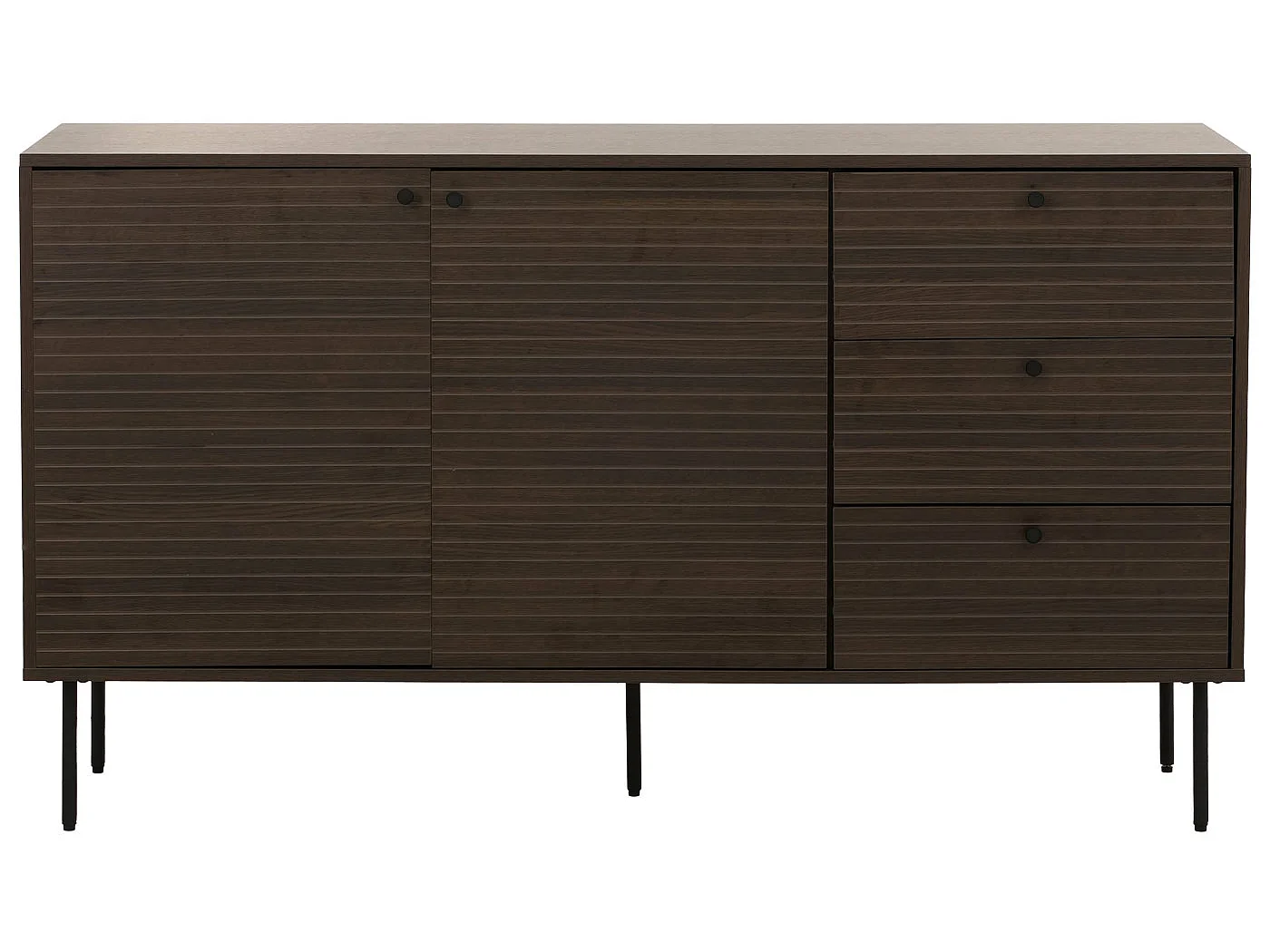 Cassettiera MCW-N78, credenza, 3 cassetti 2 ante, stile scandinavo metallo legno melamina MVG 85x150x40cm ~ marrone