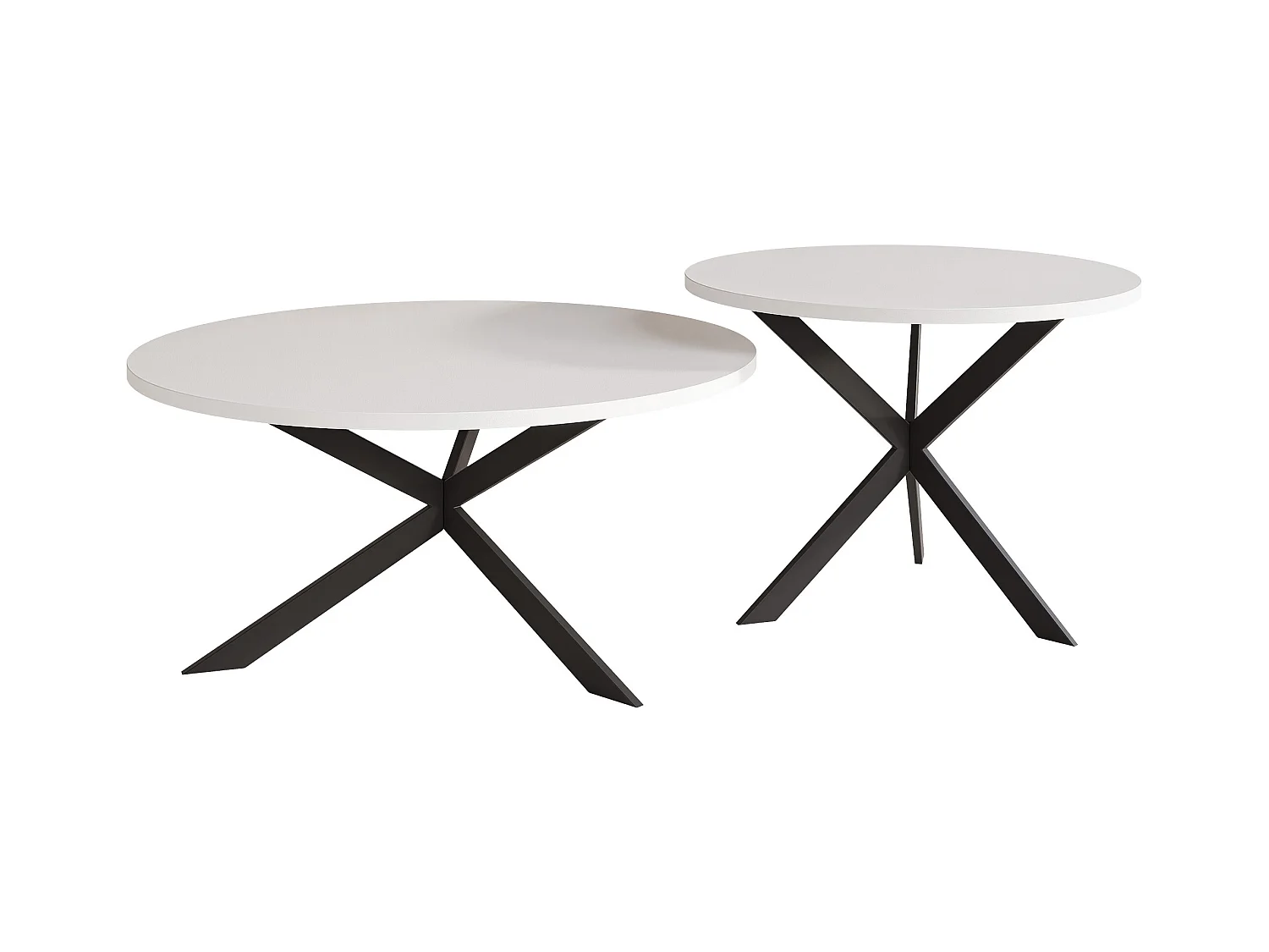 Tables basses gigognes LIBERO - blanc et métal noir