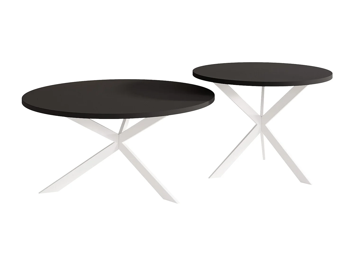 Tables basses gigognes LIBERO - noir et métal blanc