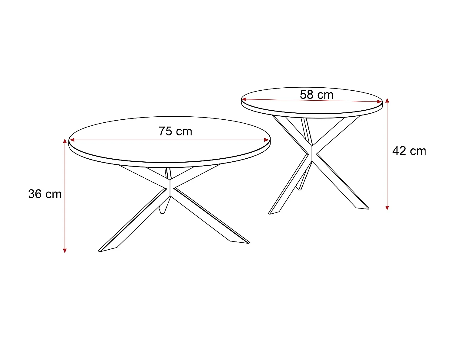 Tables basses gigognes LIBERO - noir et métal blanc