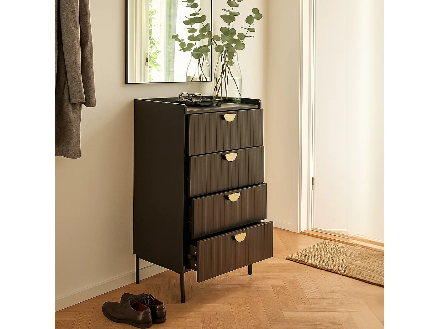 Commode MCW-O39,  aspect bois noir
