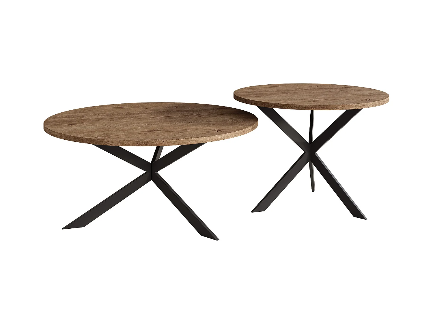 Tables basses gigognes LIBERO - chêne Lefkas et métal noir