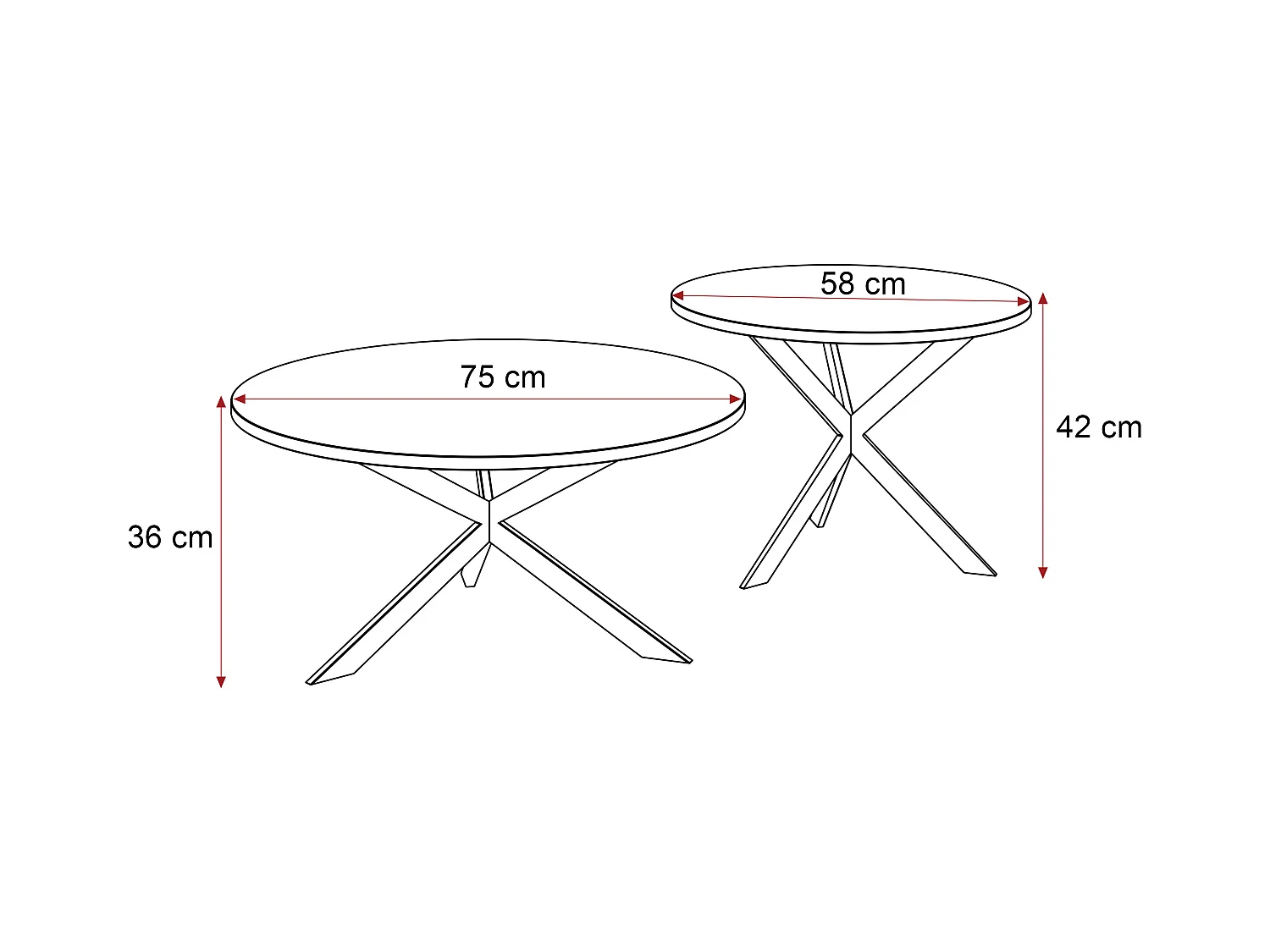 Tables basses gigognes LIBERO - chêne Lefkas et métal noir
