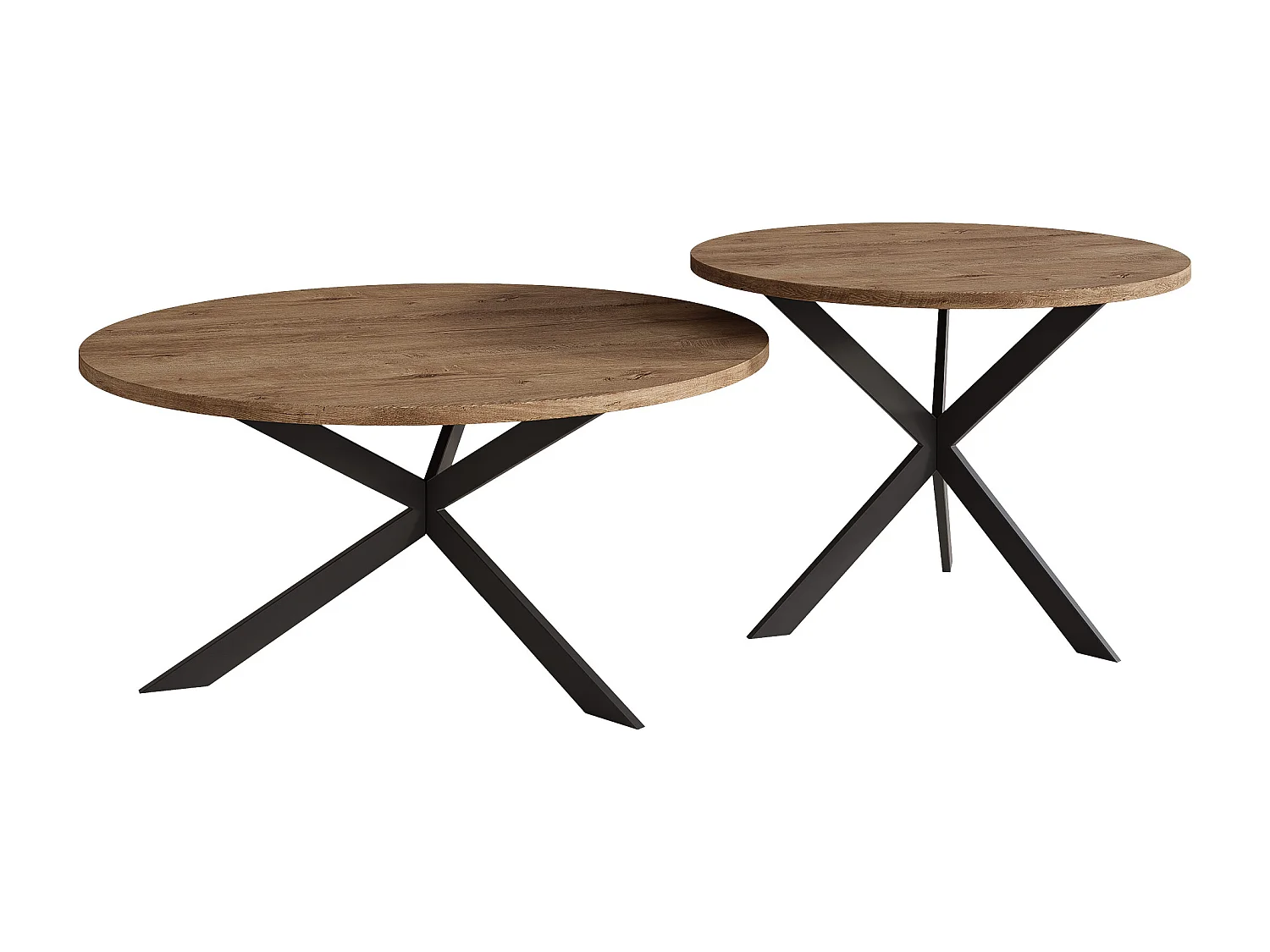 Tables basses gigognes LIBERO - chêne Lefkas et métal noir