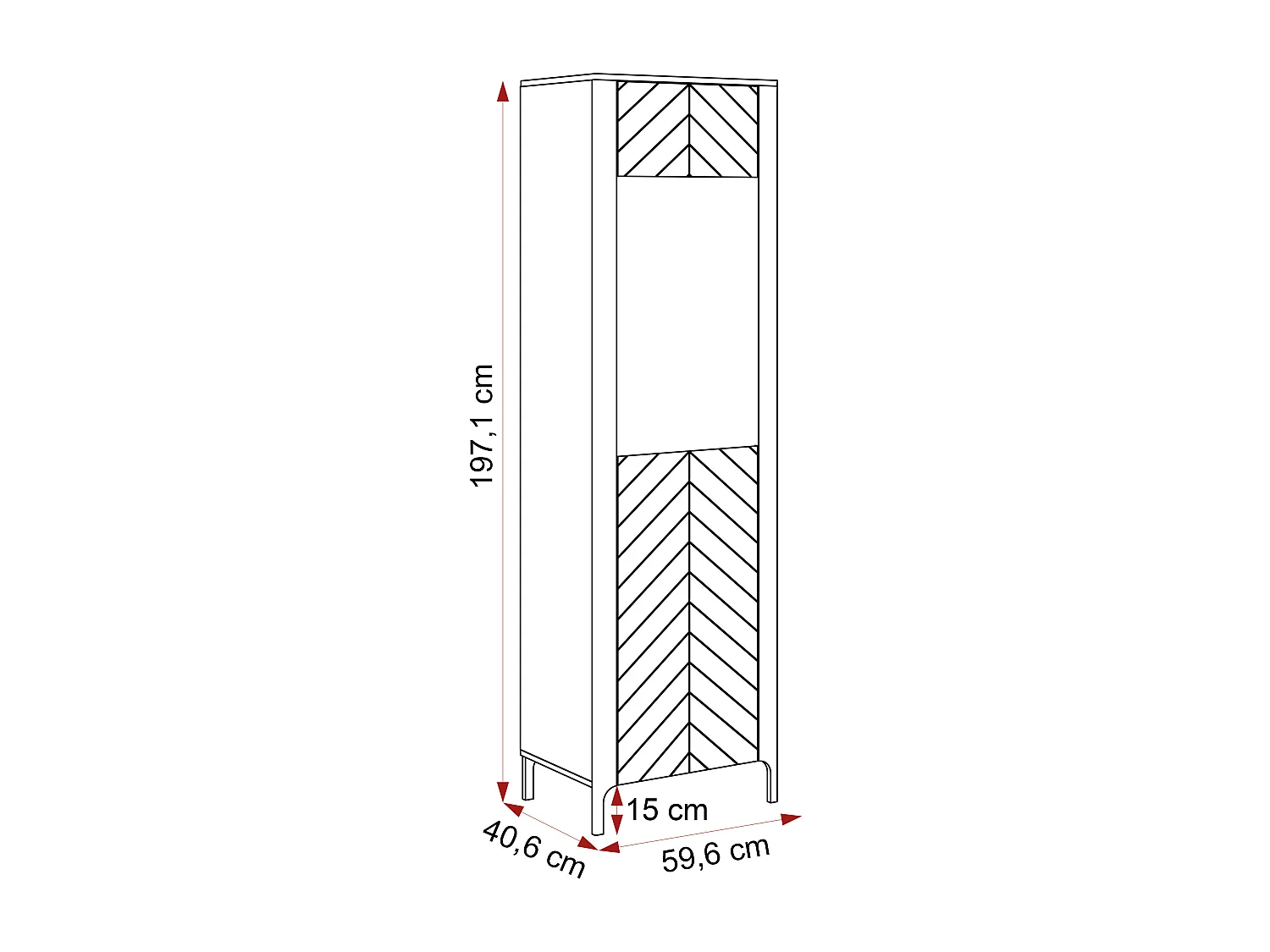 Vitrine moderne à chevrons avec 1 porte - Cachemire - LORIEN