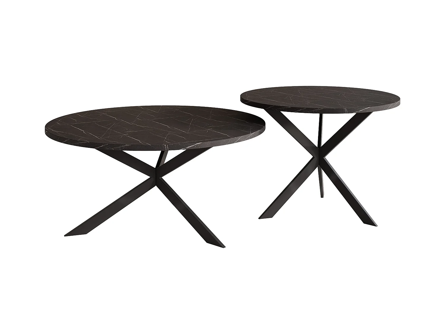 Tables basses gigognes LIBERO - noir et métal noir