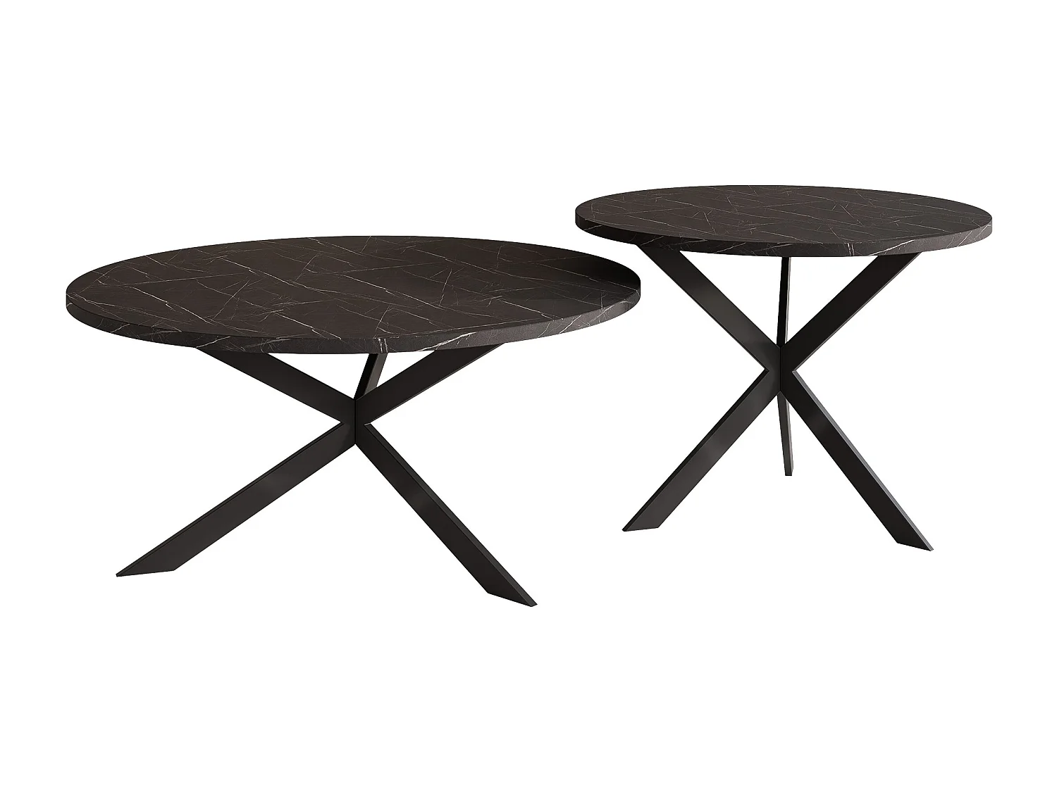 Tables basses gigognes LIBERO - noir et métal noir