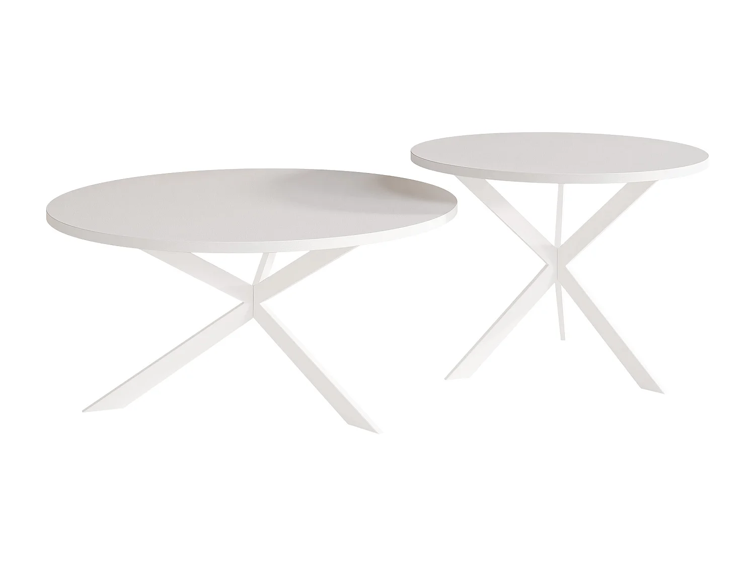 Tables basses gigognes LIBERO - blanc et métal blanc