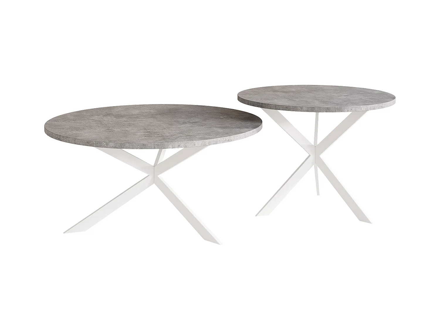 Tables basses gigognes LIBERO - gris et métal blanc