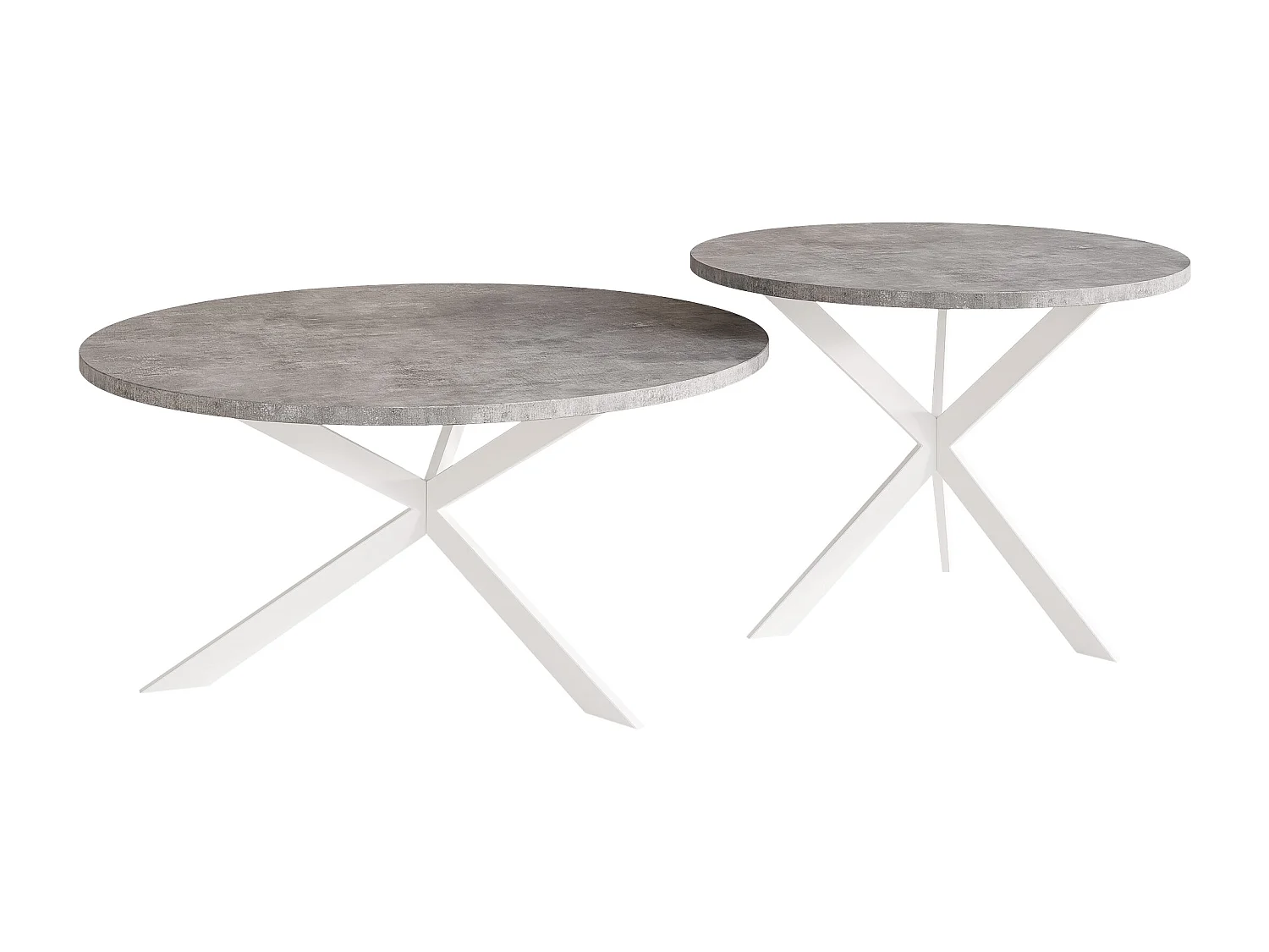 Tables basses gigognes LIBERO - gris et métal blanc