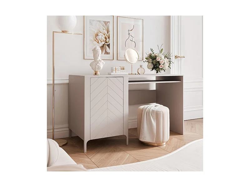 Bureau avec rangements crème