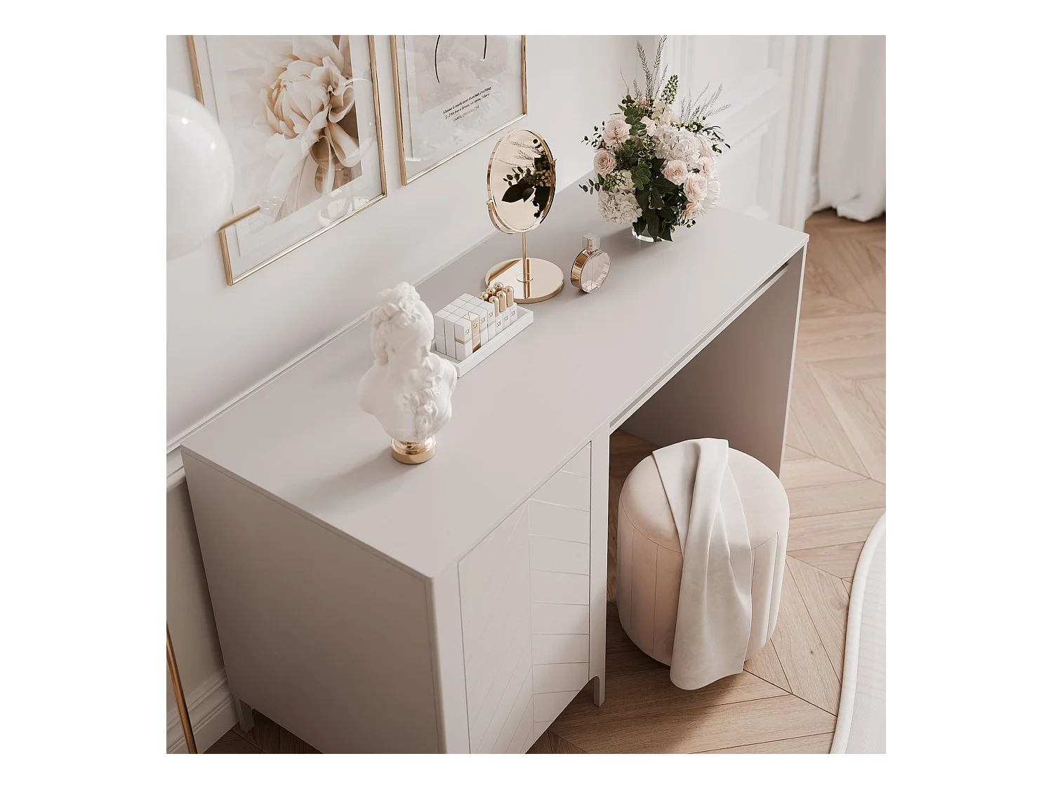 Bureau avec rangements crème