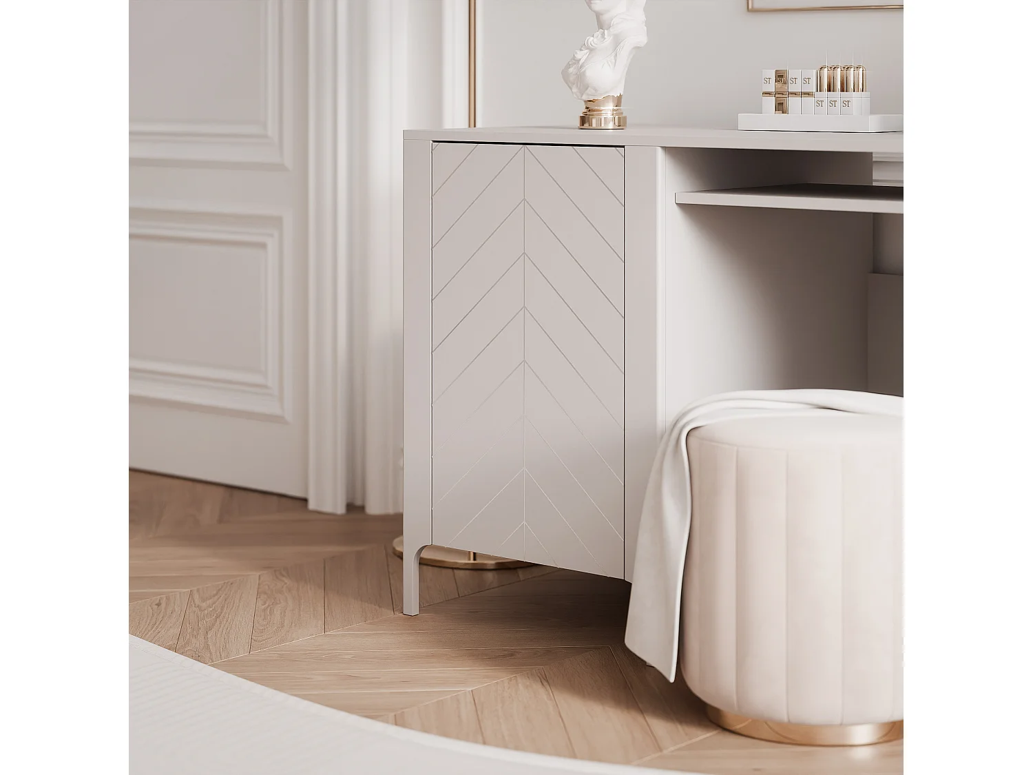 Bureau avec rangements crème