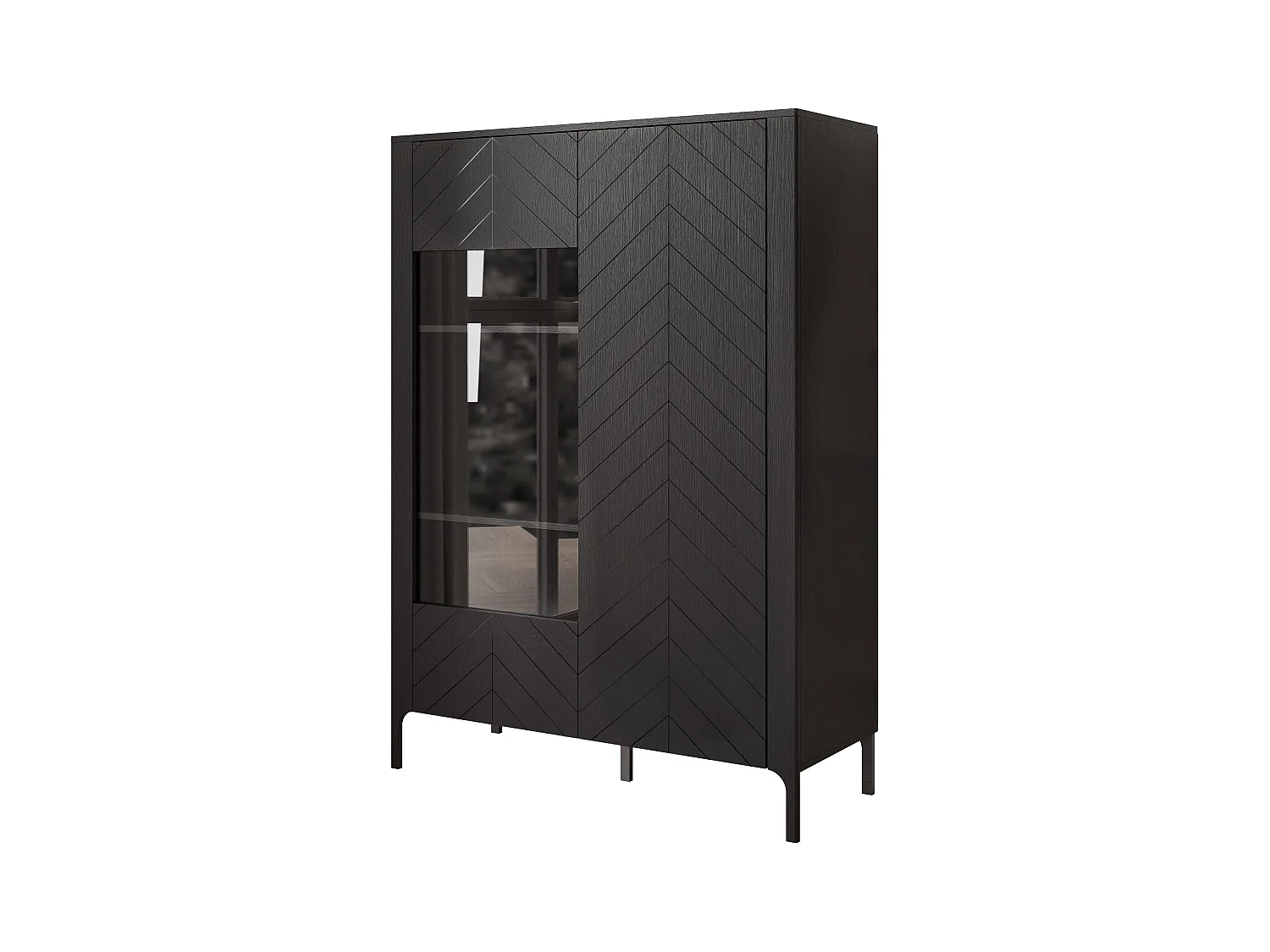 Vitrine moderne à chevrons avec 2 portes - Noir - LORIEN