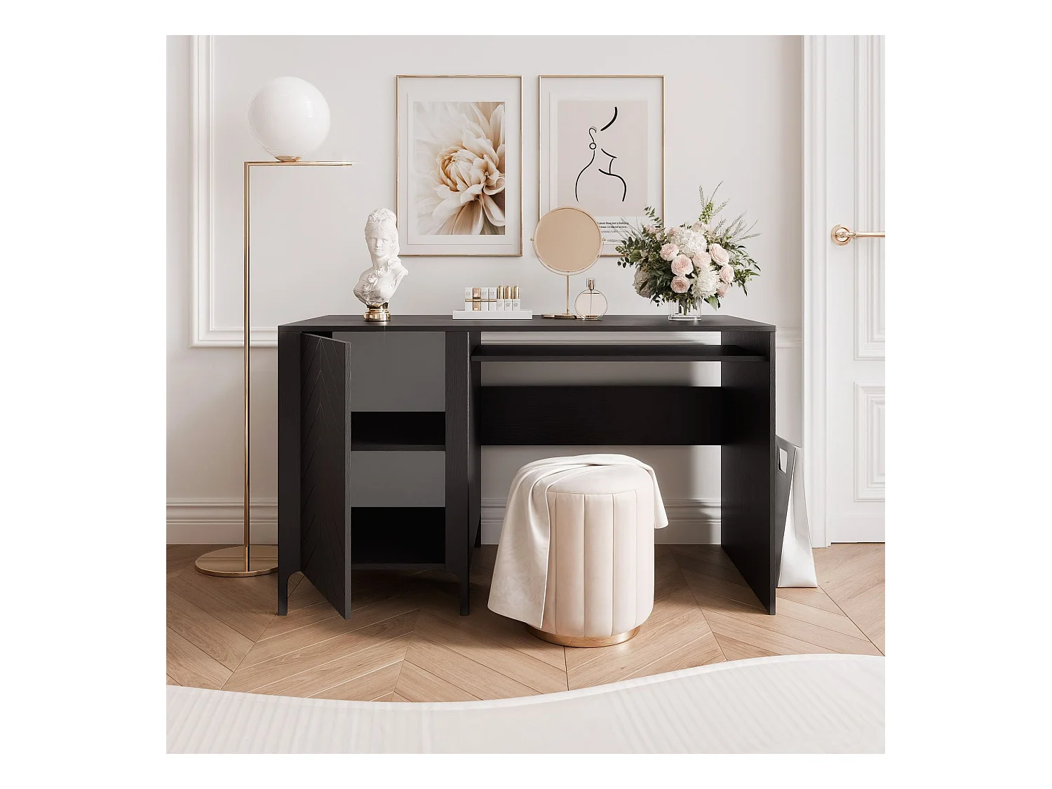 Bureau avec rangements Noir