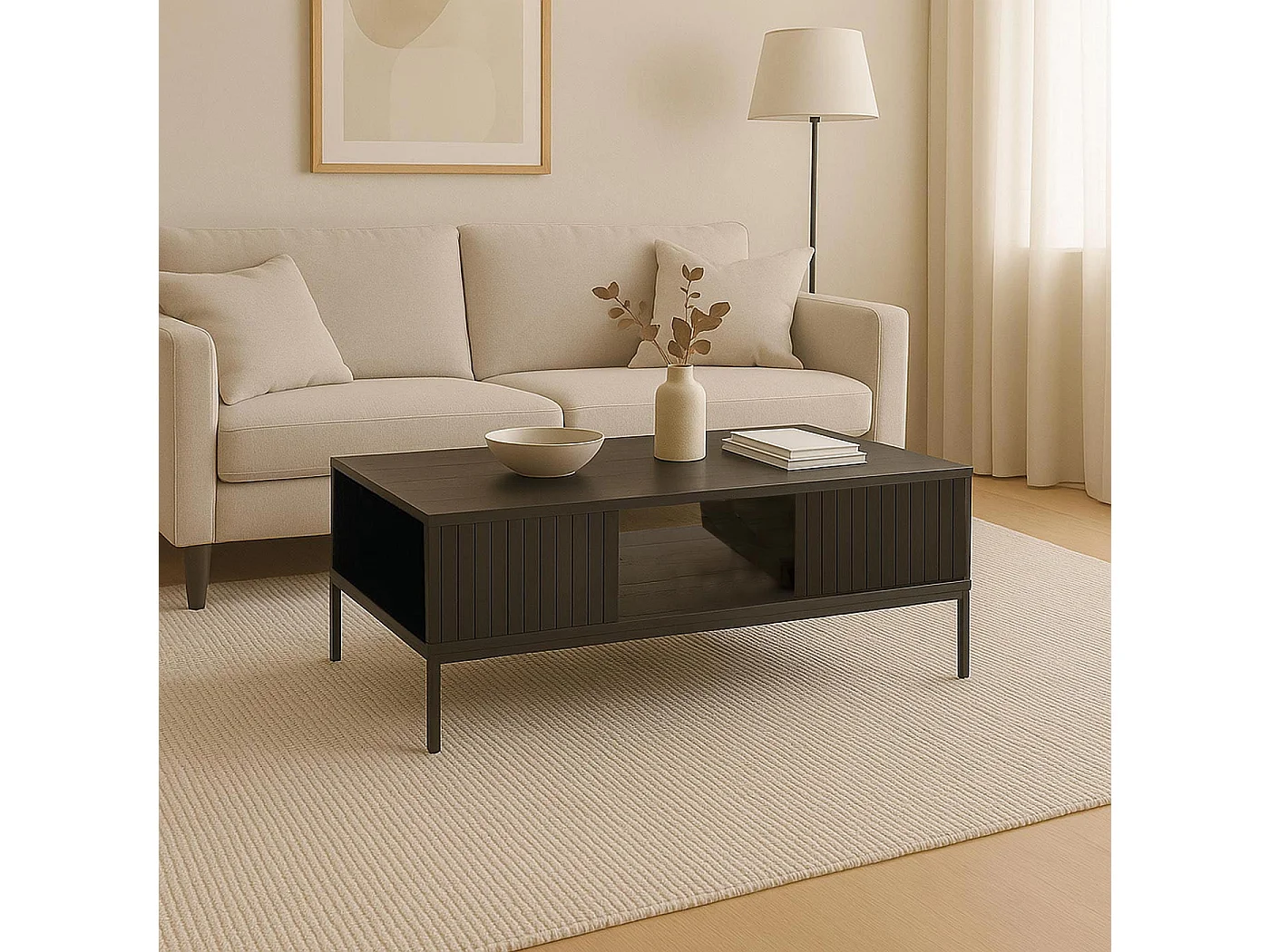 Mesa baja MCW-O39,  aspecto madera negro