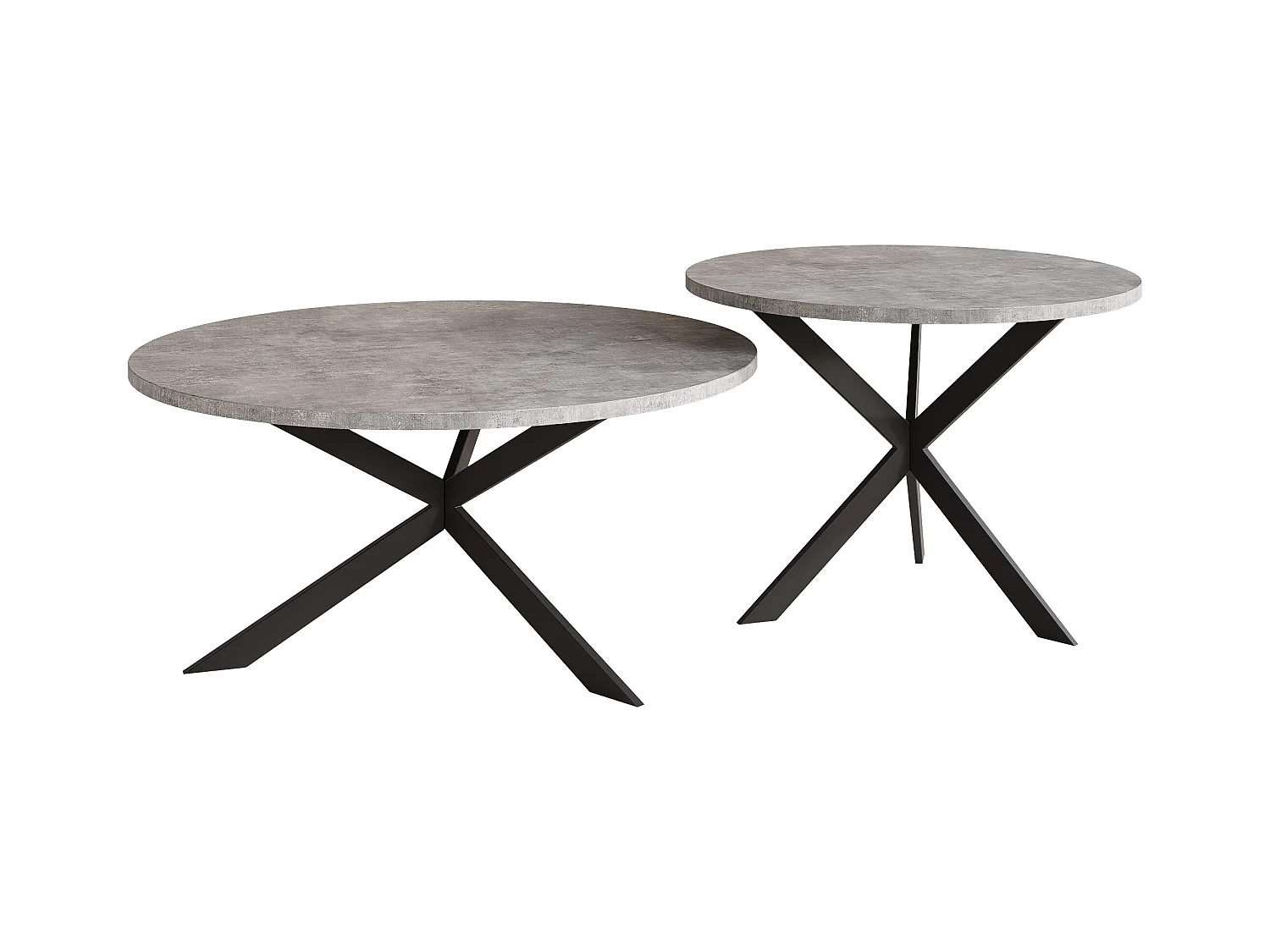 Tables basses gigognes LIBERO - gris et métal noir