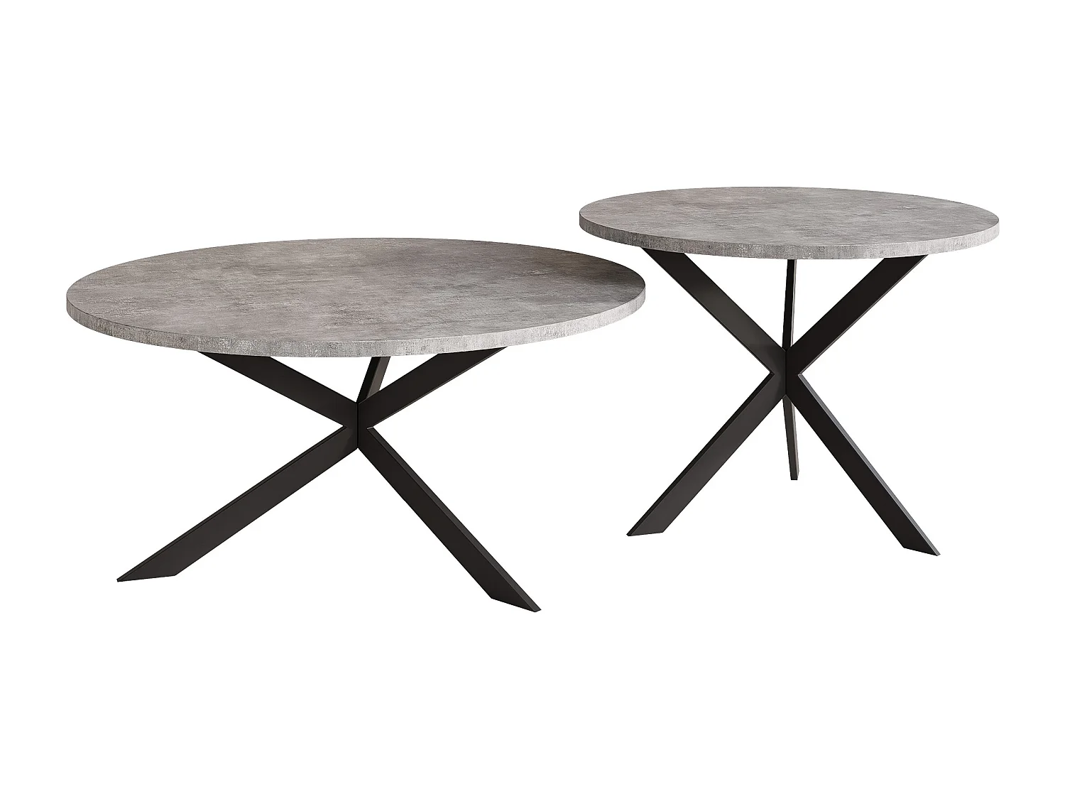 Tables basses gigognes LIBERO - gris et métal noir