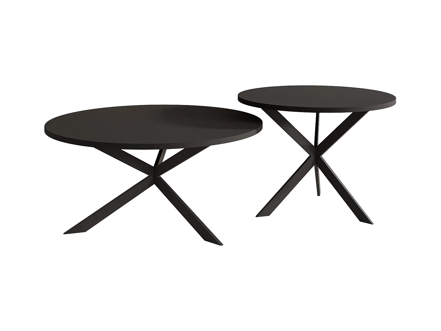 Tables basses gigognes LIBERO - noir et métal noir