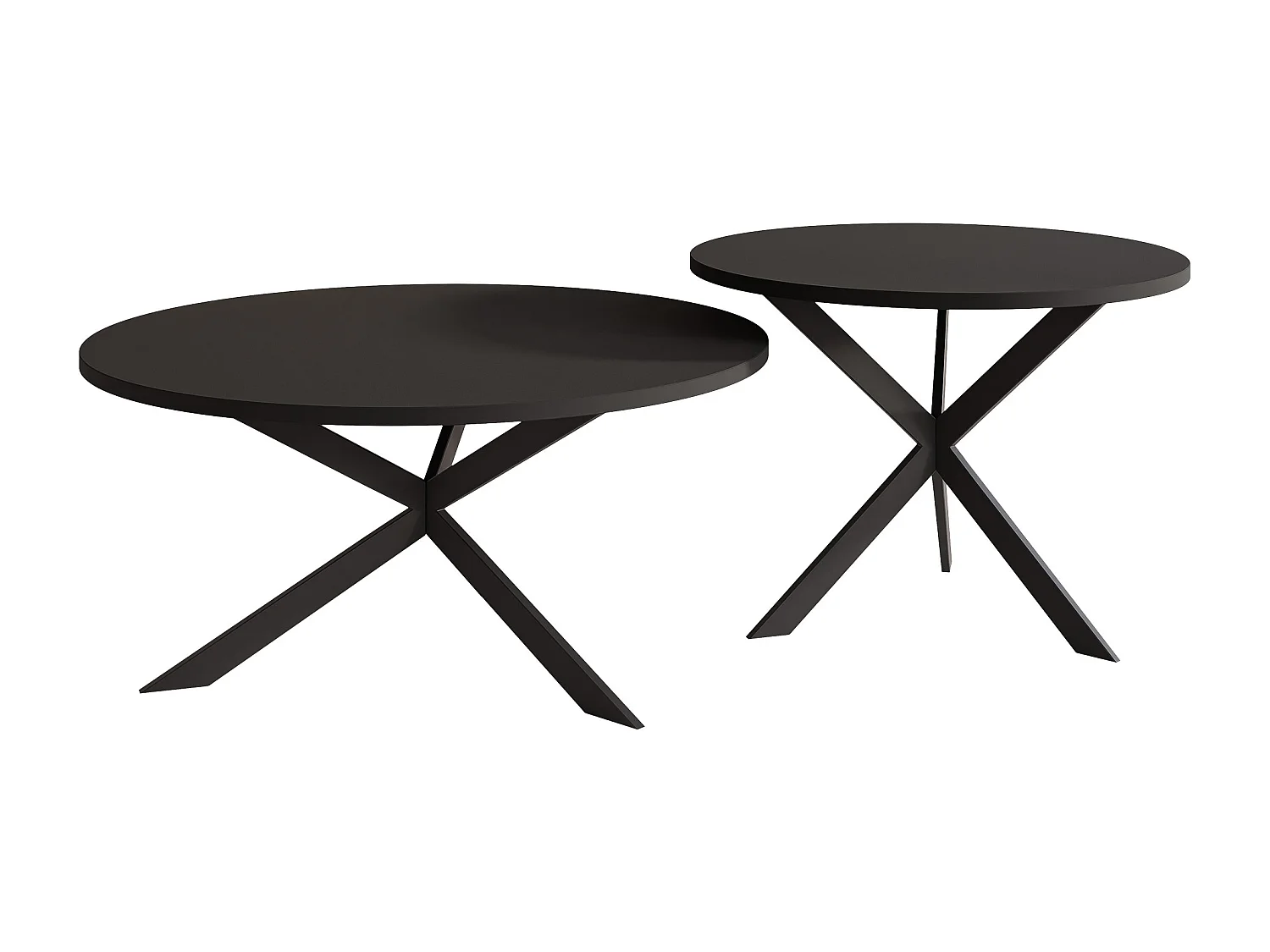 Tables basses gigognes LIBERO - noir et métal noir