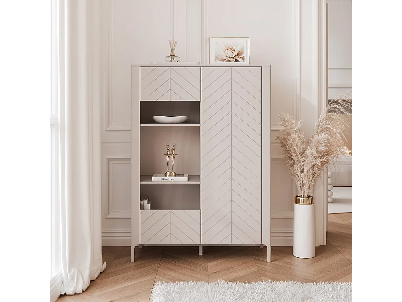 Vitrine moderne à chevrons avec 2 portes - Cachemire - LORIEN