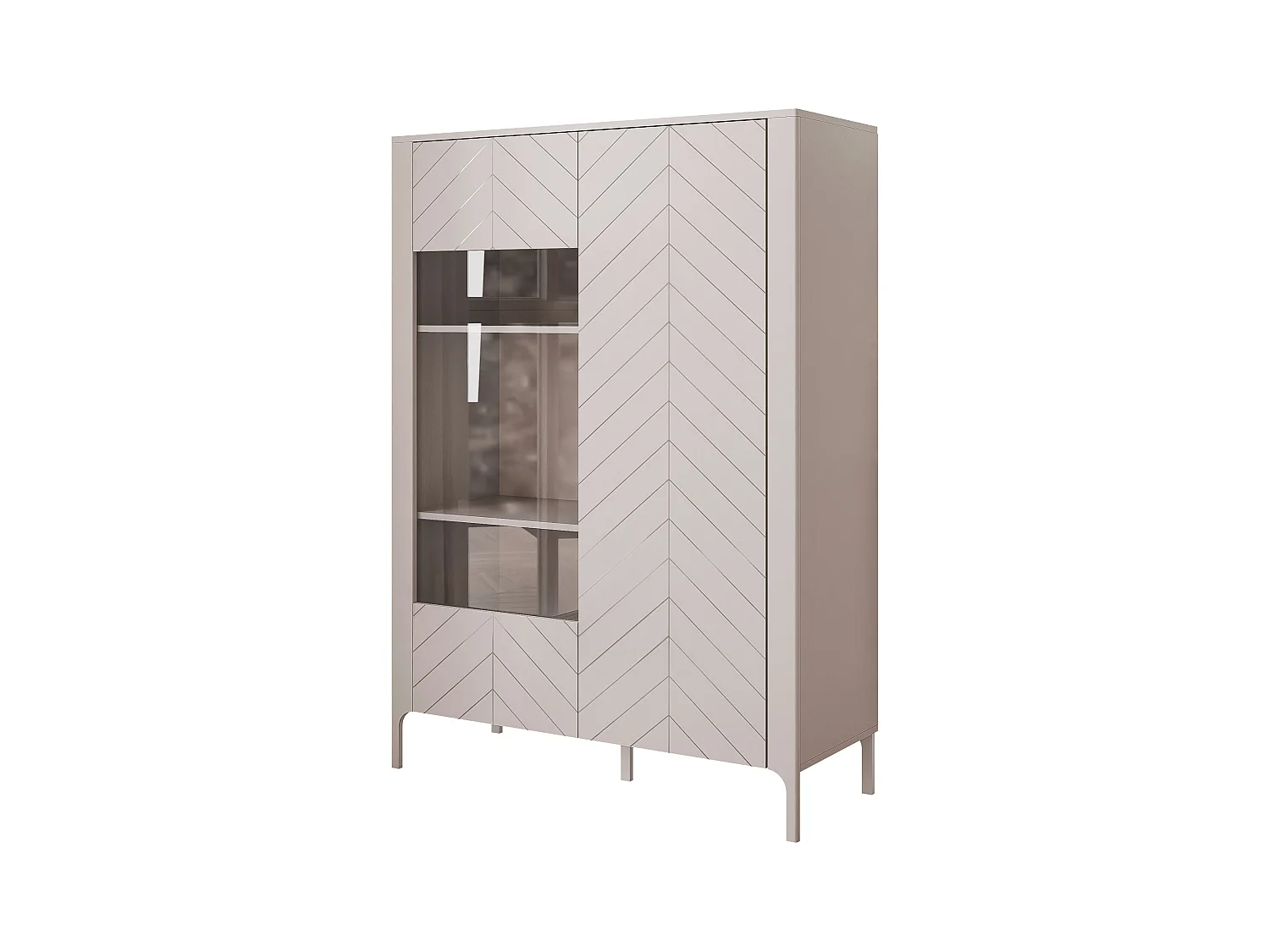 Vitrine moderne à chevrons avec 2 portes - Cachemire - LORIEN