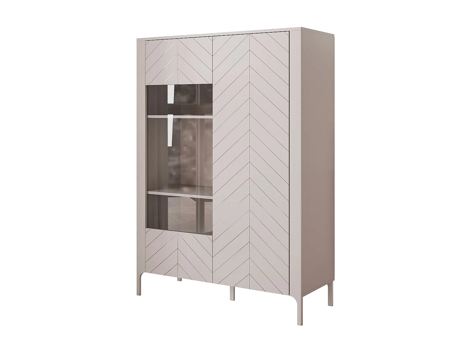 Vitrine moderne à chevrons avec 2 portes - Cachemire - LORIEN
