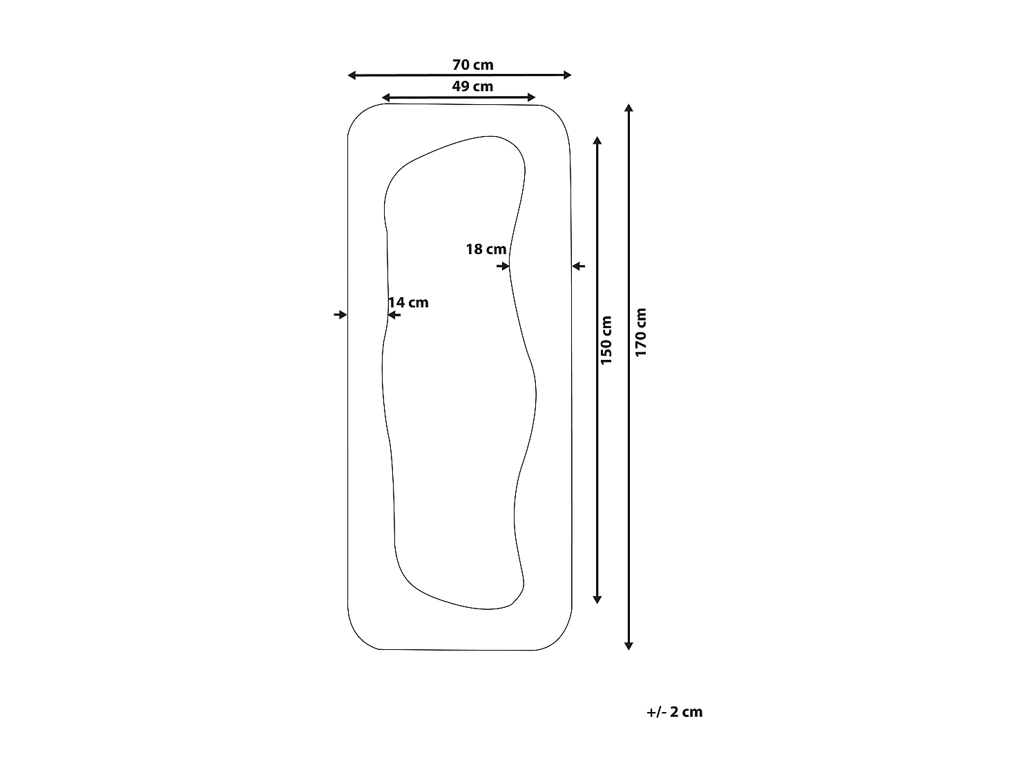 Miroir QUIMPER 70 cm 170 cm Blanc cassé