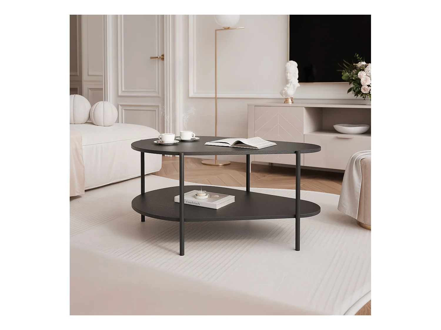Table basse avec des pieds en métal - Noir - LORIEN