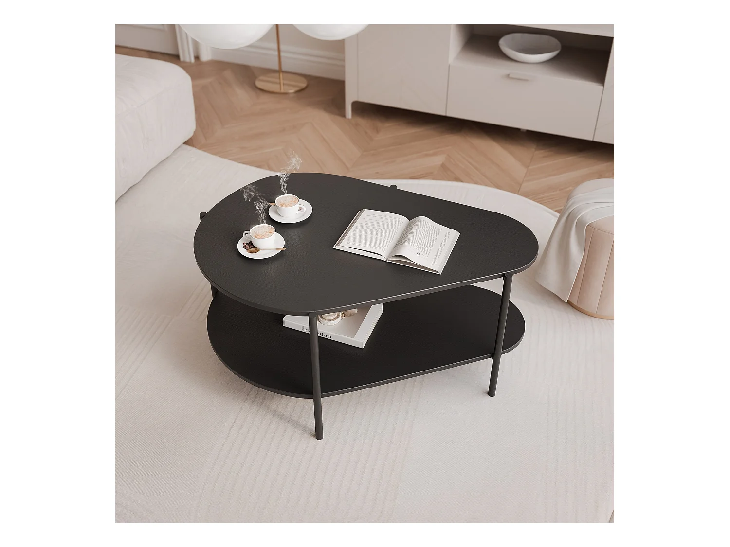 Table basse avec des pieds en métal - Noir - LORIEN